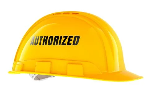 Authorized concept with yellow construction helmet. 3D rendering Stock Illustration