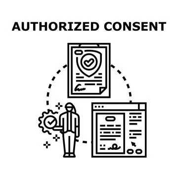 Authorized consent process securing digital agreement Illustration