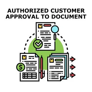 Authorized customer approval for document processing concept Stock Illustration