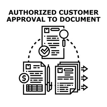 Authorized customer approval for document processing concept Stock Illustration