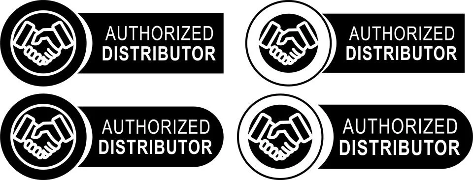 Authorized Distributor Black Label Set Handshake Partnership Stock Illustration