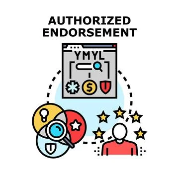 Authorized endorsement concept validating online information and reputation Stock Illustration