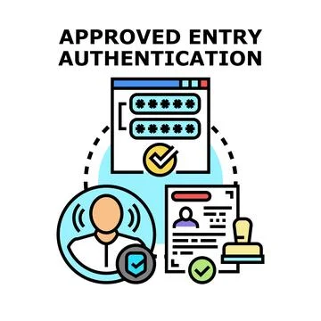 Authorized entry authentication and identity verification process Stock Illustration