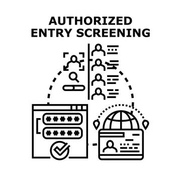 Authorized entry screening accessing secure online system Stock Illustration