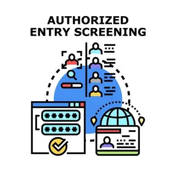 Authorized entry screening accessing secure online system Stock Illustration