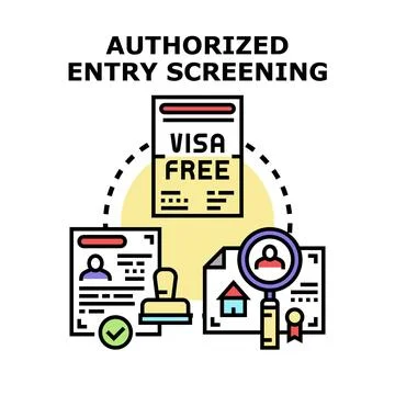 Authorized entry screening process documents illustration Ilustração Stock