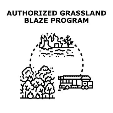 Authorized grassland blaze program prescribed fire management Ilustração Stock