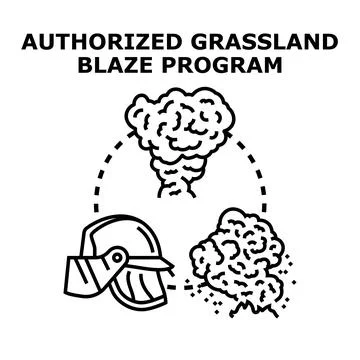 Authorized grassland blaze program using controlled fire Stock Illustration