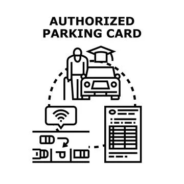 Authorized parking card vector concept illustration 스톡 일러스트