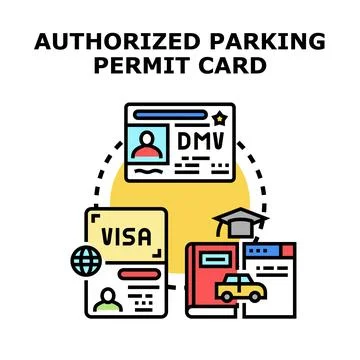 Authorized parking permit obtaining documents concept Illustrazione stock