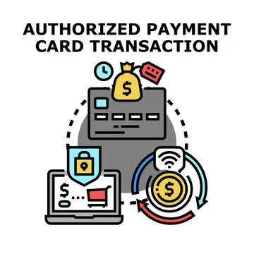 Authorized payment card transaction process and electronic security Illustrazione stock