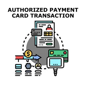 Authorized payment card transaction processing financial data Stock Illustration