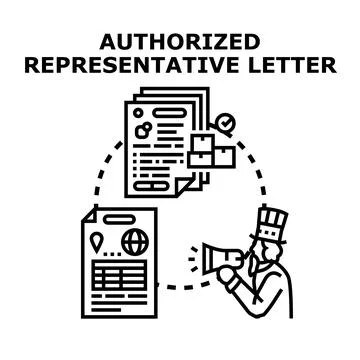 Authorized representative letter concept for official documents Stock Illustration