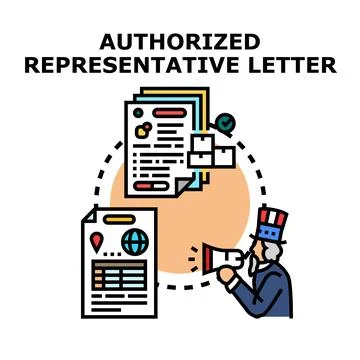 Authorized representative letter concept for official documents Stock Illustration
