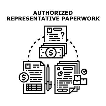 Authorized representative paperwork process contract documentation Stock Illustration