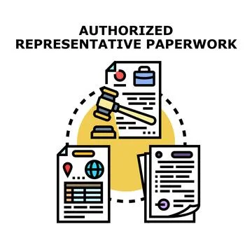 Authorized representative paperwork vector concept illustration Stock Illustration