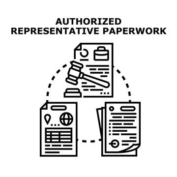 Authorized representative paperwork vector concept illustration Stock Illustration
