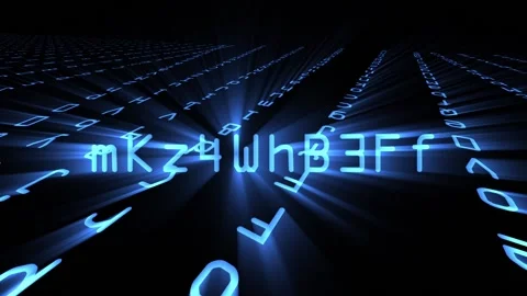 Authorized scrambled data animation in blue matrix style data Stock Footage 189993012