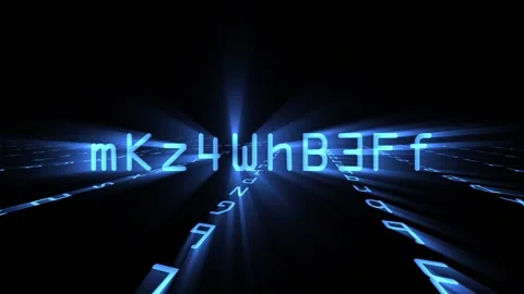 Authorized scrambled data animation in blue matrix style data Stock Footage 193682704