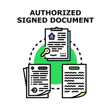 Authorized signed document concept with official papers Stockillustratie