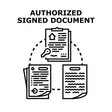 Authorized signed document concept with official papers Stock Illustration