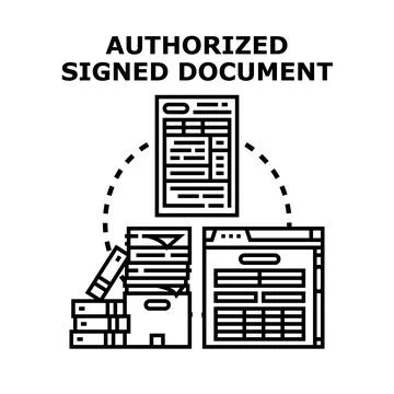 Authorized signed document concept vector illustration 스톡 일러스트