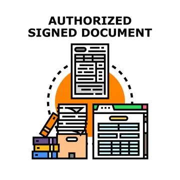 Authorized signed document concept vector illustration Illustrazione stock