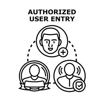 Authorized user entry access creating network connection Illustrazione stock
