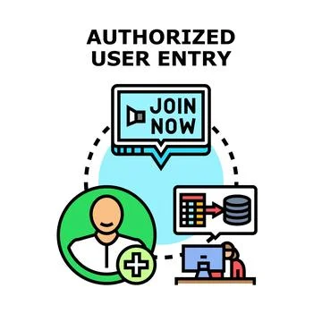 Authorized user entry process diagram Stock Illustration