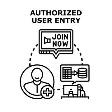 Authorized user entry process diagram Stock Illustration