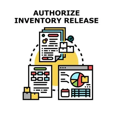 Authorizing inventory release managing supply chain process Stock Illustration