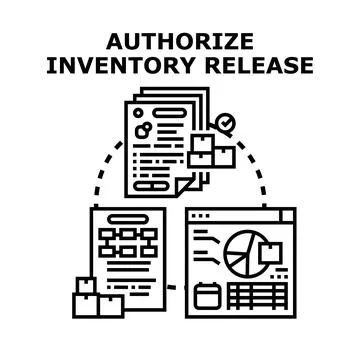 Authorizing inventory release managing supply chain process Illustrazione stock