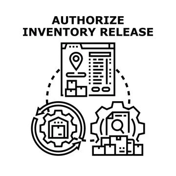 Authorizing inventory release process concept vector Stock Illustration
