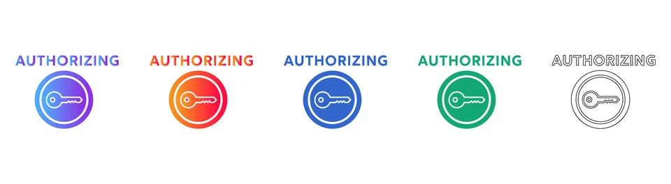 Authorizing Security Key Icons with Gradient Colors Stock Illustration