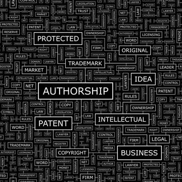AUTHORSHIP AUTHORSHIP. Seamless pattern. Word cloud illustration. Copyrigh... Stock Photos