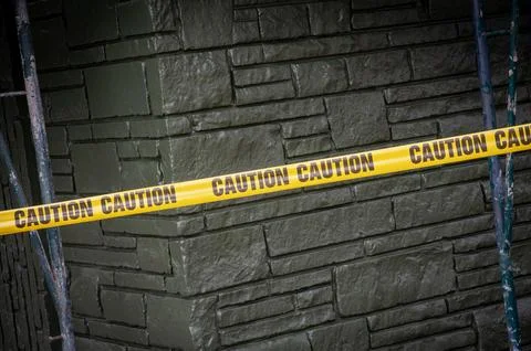 Aution and attention warning banner, onstruction, risk, accident, emergency.. Stock Photos