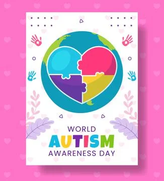 World Autism Awareness Day Poster Template Flat - Stock
