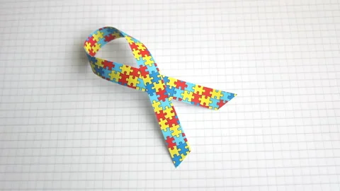 Autism Awareness Ribbon Stock Footage 151323456