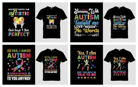 Autism Awareness TShirt Design Bundle Stock Illustration