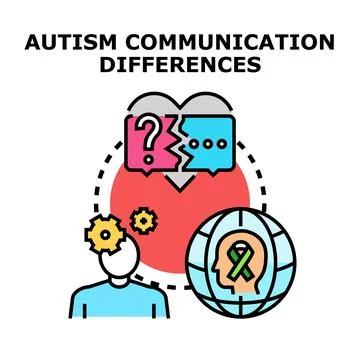 Autism communication differences and neurodiversity understanding concept Illustration