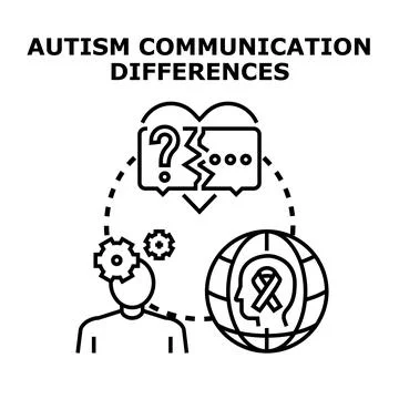 Autism communication differences and neurodiversity understanding concept Illustration