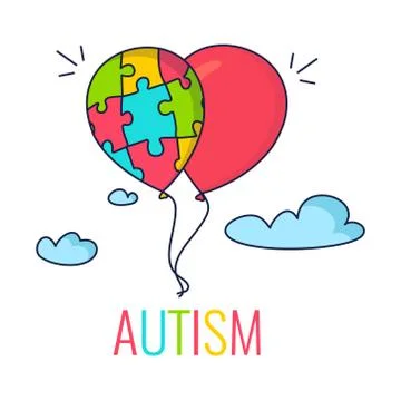 Autism concept with balloons Stock Illustration