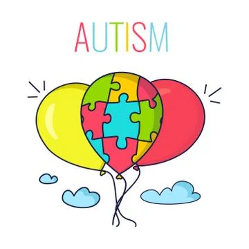 Autism concept with balloons Stock Illustration