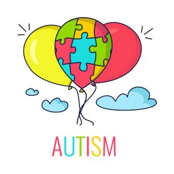 Autism concept with balloons Stock Illustration