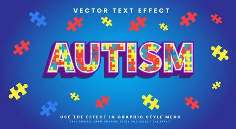 Autism day with puzzle pattern text effect Stockillustratie