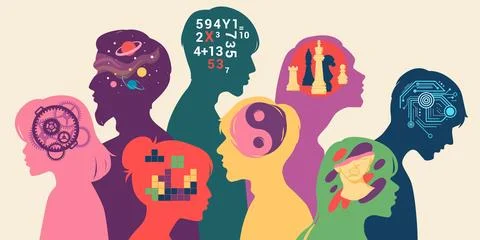 Autism person. ADHD brain mindset. Neurological profile. Human head color Stock Illustration