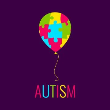 Autism poster with balloon Stock Illustration