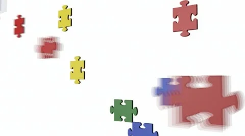 Autism puzzle assembling itself with animated camera Stock Footage 49403592
