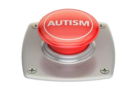 Autism red button, 3D rendering Stock Illustration