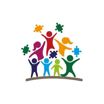 Autism Support Logo Design Community Care Emblem Stock Illustration